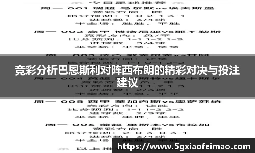 竞彩分析巴恩斯利对阵西布朗的精彩对决与投注建议